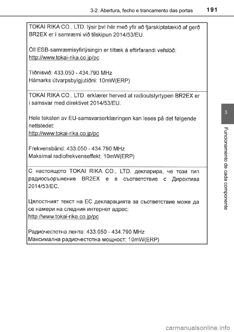 TOYOTA C-HR 2018  Manual de utilização (in Portuguese) 191������$�E�H�U�W�X�U�D���I�H�F�K�R��H��W�U�D�Q�F�D�P�H�Q�W�R��G�D�V��S�R�U�W�D�V
�
�)�X�Q�F�L�R�Q�D�P�H�Q�W�R��G�H��F�D�G�D��F�R�P�S�R�Q�H�Q�W�H 