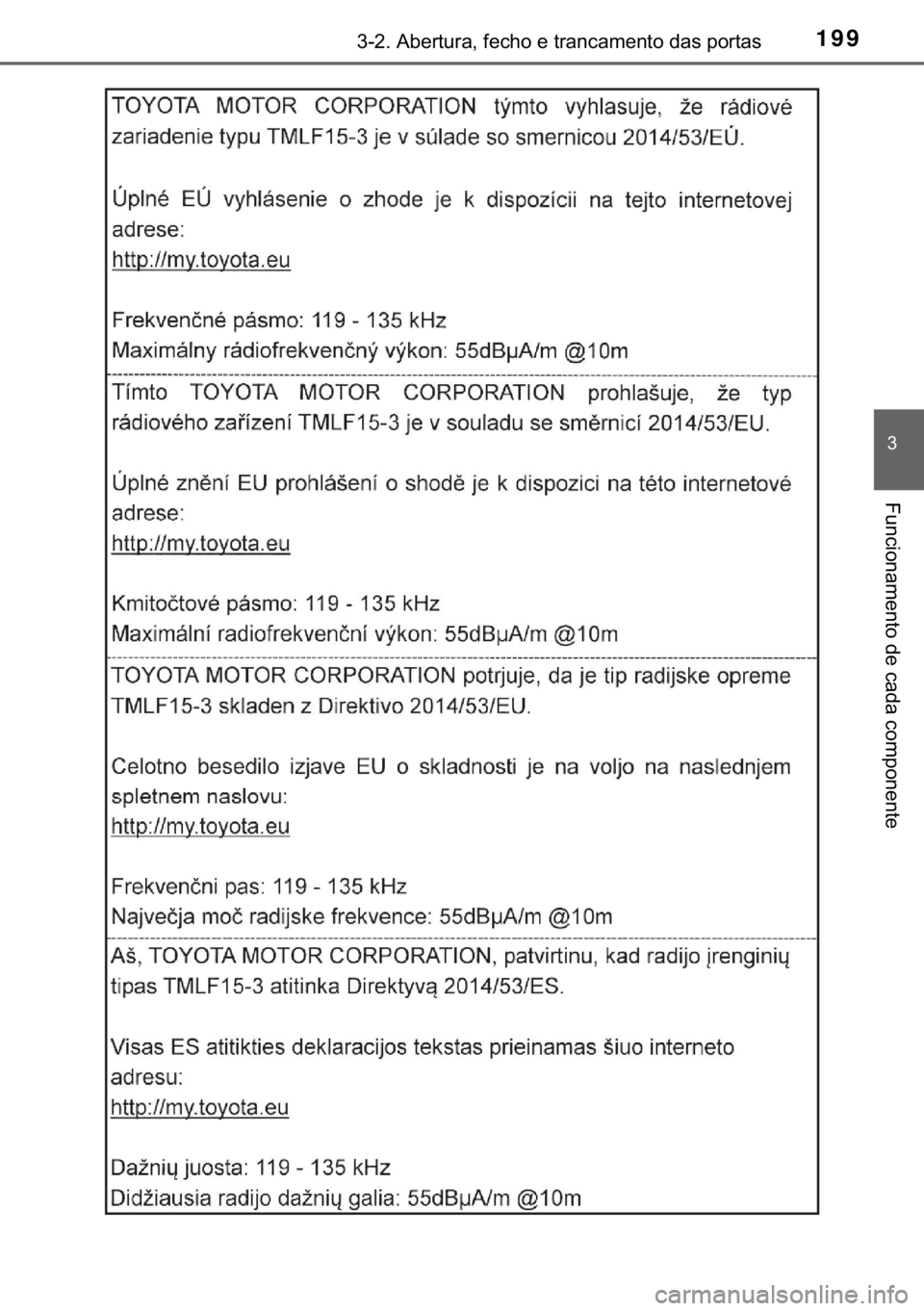TOYOTA C-HR 2018  Manual de utilização (in Portuguese) 199������$�E�H�U�W�X�U�D���I�H�F�K�R��H��W�U�D�Q�F�D�P�H�Q�W�R��G�D�V��S�R�U�W�D�V
�
�)�X�Q�F�L�R�Q�D�P�H�Q�W�R��G�H��F�D�G�D��F�R�P�S�R�Q�H�Q�W�H 