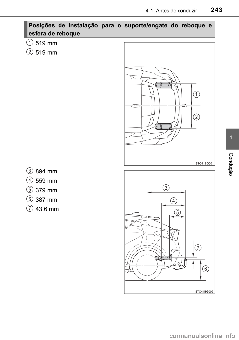 TOYOTA C-HR 2018  Manual de utilização (in Portuguese) 243������$�Q�W�H�V��G�H��F�R�Q�G�X�]�L�U
�
�&�R�Q�G�X�o�m�R
�����P�P�
�����P�P�
�����P�P
�����P�P�
�����P�P�
�����P�P�
������P�P�
�3�R�V�L�o�}�H�V� �G�H� �