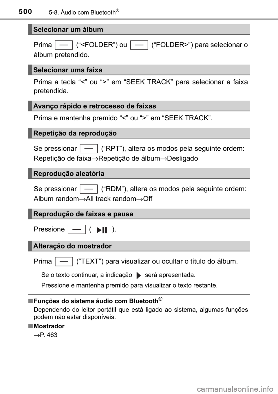 TOYOTA C-HR 2018  Manual de utilização (in Portuguese) 500������È�X�G�L�R��F�R�P��%�O�X�H�W�R�R�W�K�Š
�3�U�L�P�D� ���