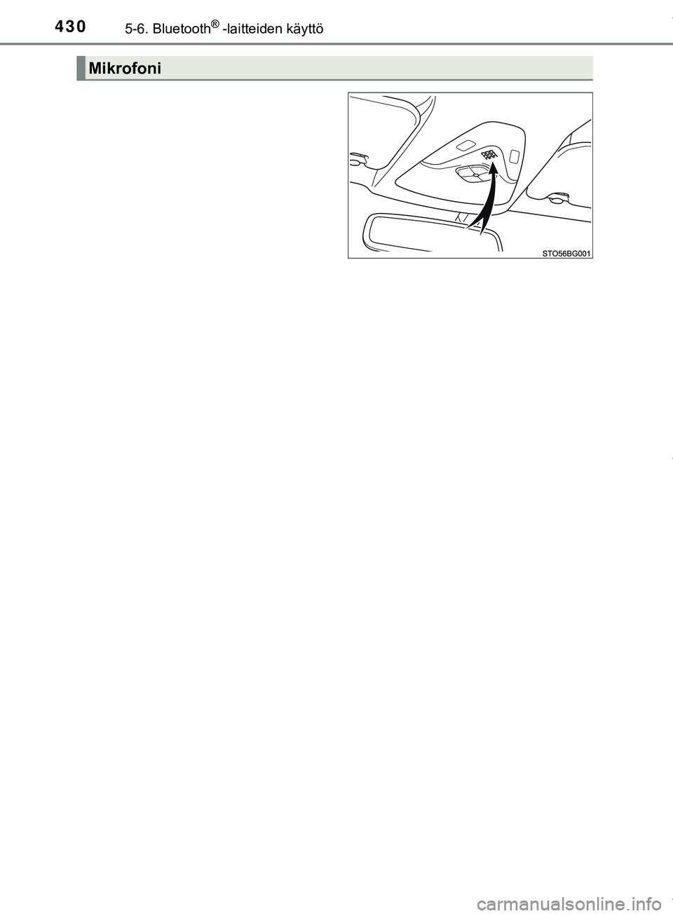 TOYOTA C-HR 2018 Omistajan Käsikirja (in Finnish) 4305-6. Bluetooth®-laitteiden käyttö
C-HR_HV_OM_Europe_OM10576FI
Mikrofoni
C-HR_HV_OM_Europe_OM10576FI.book Page 430 Thursday, April 12, 2018 10:53 AM TOYOTA C-HR 2018 Omistajan Käsikirja (in Finnish) 4305-6. Bluetooth®-laitteiden käyttö
C-HR_HV_OM_Europe_OM10576FI
Mikrofoni
C-HR_HV_OM_Europe_OM10576FI.book Page 430 Thursday, April 12, 2018 10:53 AM