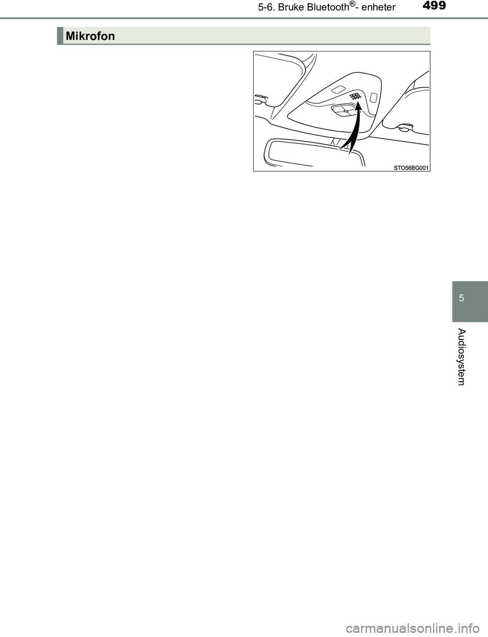 TOYOTA C-HR 2017 Instruksjoner for bruk (in Norwegian) 4995-6. Bruke Bluetooth®- enheter
5
Audiosystem
C-HR_OM_Europe_OM10528NO
Mikrofon
OM10528NO.book Page 499 Tuesday, February 28, 2017 9:45 AM TOYOTA C-HR 2017 Instruksjoner for bruk (in Norwegian) 4995-6. Bruke Bluetooth®- enheter
5
Audiosystem
C-HR_OM_Europe_OM10528NO
Mikrofon
OM10528NO.book Page 499 Tuesday, February 28, 2017 9:45 AM