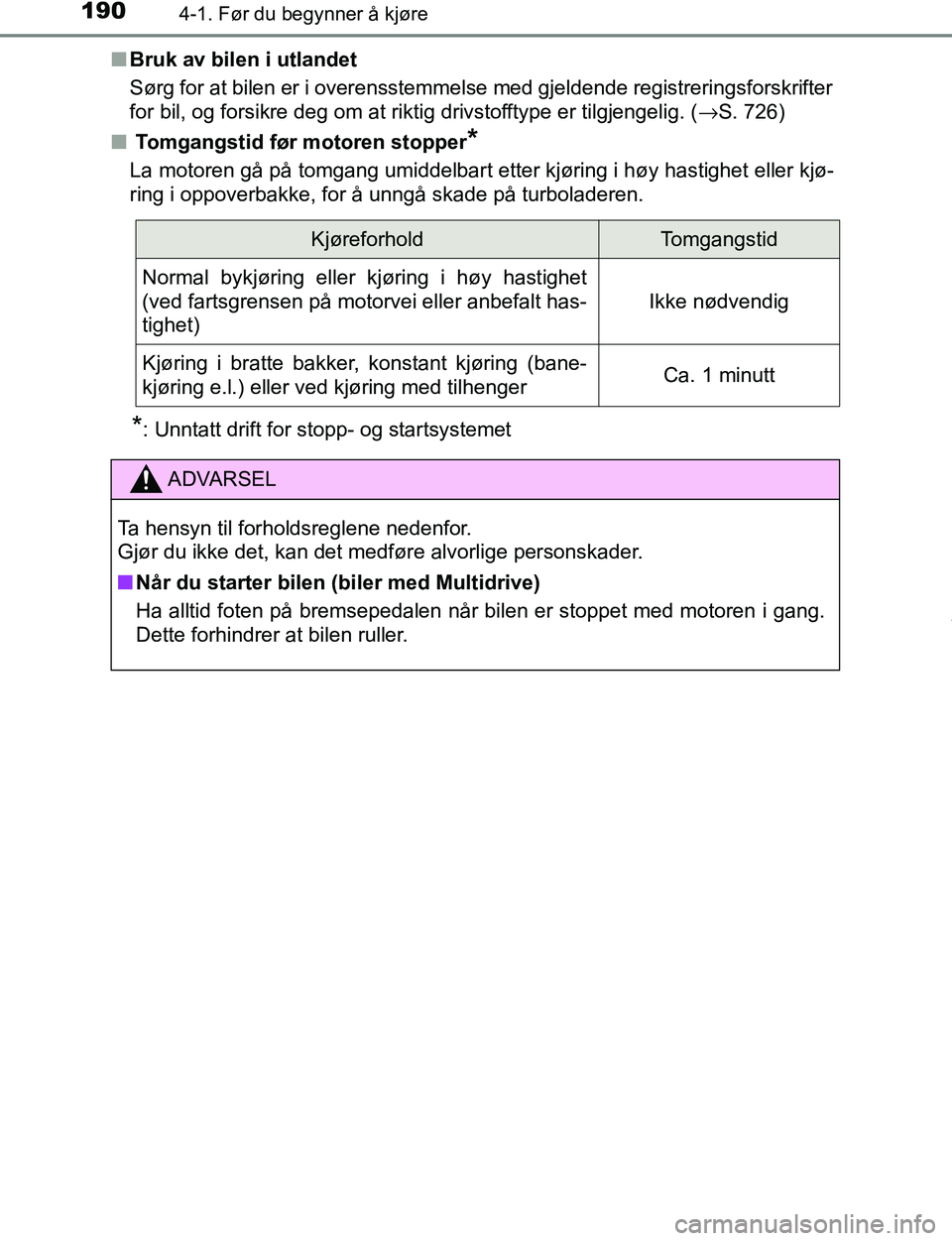 TOYOTA C-HR 2016 Instruksjoner for bruk (in Norwegian) 1904-1. Før du begynner å kjøre
C-HR_OM_Europe_OM10528NOn
Bruk av bilen i utlandet
Sørg for at bilen er i overensstemmelse med gjeldende registreringsforskrifter
for bil, og forsikre deg om at rik TOYOTA C-HR 2016 Instruksjoner for bruk (in Norwegian) 1904-1. Før du begynner å kjøre
C-HR_OM_Europe_OM10528NOn
Bruk av bilen i utlandet
Sørg for at bilen er i overensstemmelse med gjeldende registreringsforskrifter
for bil, og forsikre deg om at rik