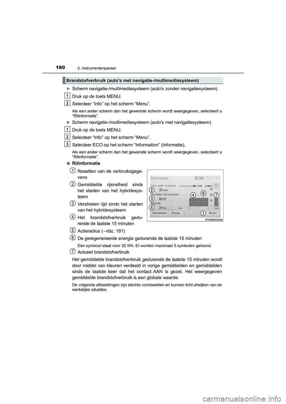 TOYOTA C_HR HYBRID 2021 Instructieboekje (in Dutch) 1802. Instrumentenpaneel
C-HR_HV_OM_Europe_OM10701E
Scherm navigatie-/multimediasysteem (autos zonder navigatiesysteem)
Druk op de toets MENU.
Selecteer “Info” op het scherm “Menu”.
Als ee TOYOTA C_HR HYBRID 2021 Instructieboekje (in Dutch) 1802. Instrumentenpaneel
C-HR_HV_OM_Europe_OM10701E
Scherm navigatie-/multimediasysteem (autos zonder navigatiesysteem)
Druk op de toets MENU.
Selecteer “Info” op het scherm “Menu”.
Als ee