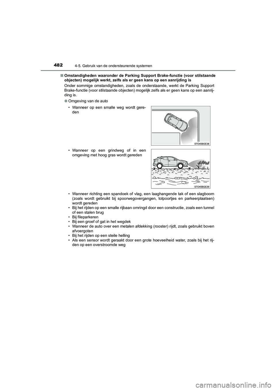 TOYOTA C_HR HYBRID 2021 Instructieboekje (in Dutch) 4824-5. Gebruik van de ondersteunende systemen
C-HR_HV_OM_Europe_OM10701E■
Omstandigheden waaronder de Parking Support Brake-functie (voor stilstaande
objecten) mogelijk werkt, zelfs als er geen k TOYOTA C_HR HYBRID 2021 Instructieboekje (in Dutch) 4824-5. Gebruik van de ondersteunende systemen
C-HR_HV_OM_Europe_OM10701E■
Omstandigheden waaronder de Parking Support Brake-functie (voor stilstaande
objecten) mogelijk werkt, zelfs als er geen k