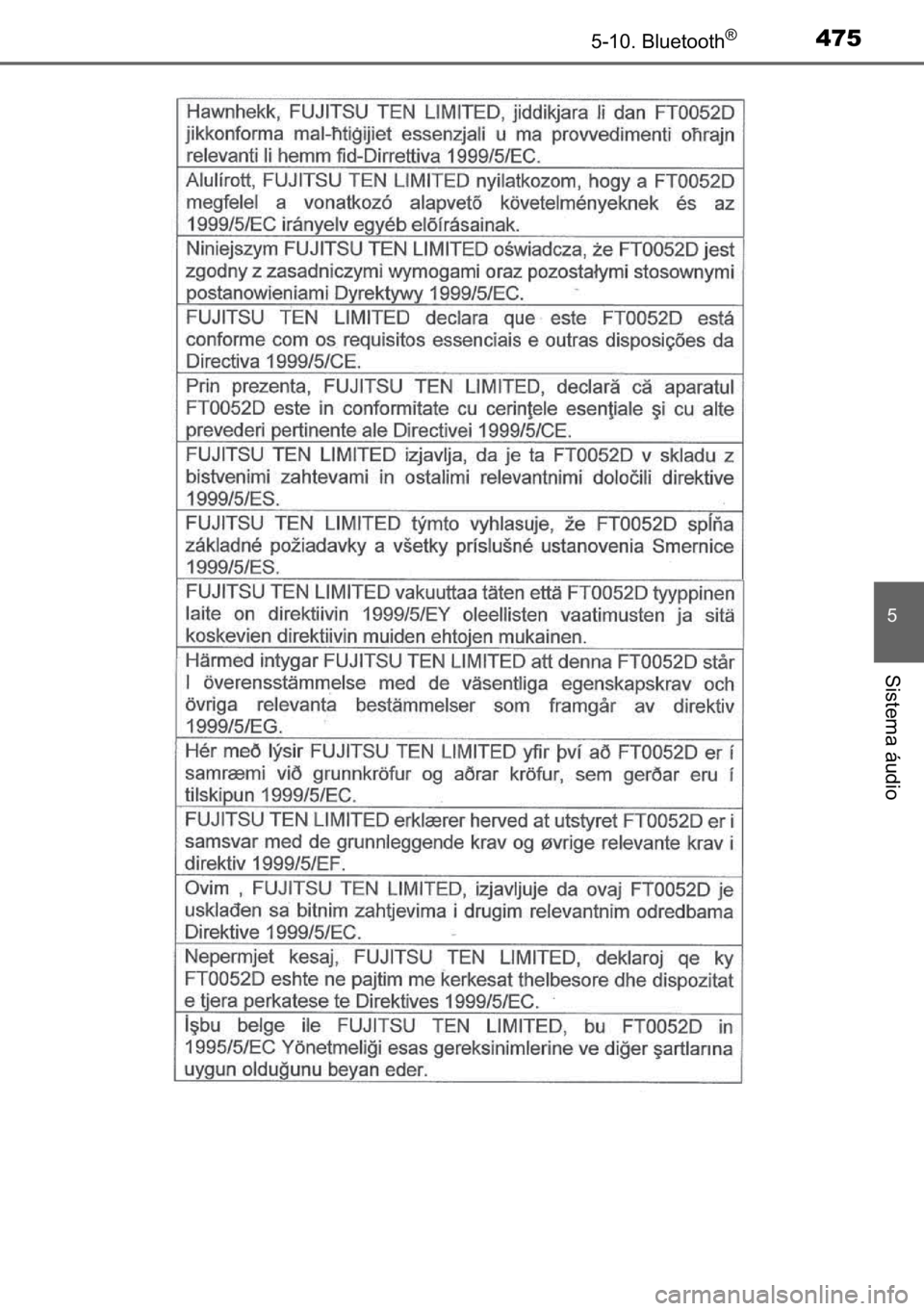 TOYOTA C_HR HYBRID 2017  Manual de utilização (in Portuguese) 475�������%�O�X�H�W�R�R�W�K�Š
�
�6�L�V�W�H�P�D��i�X�G�L�R 