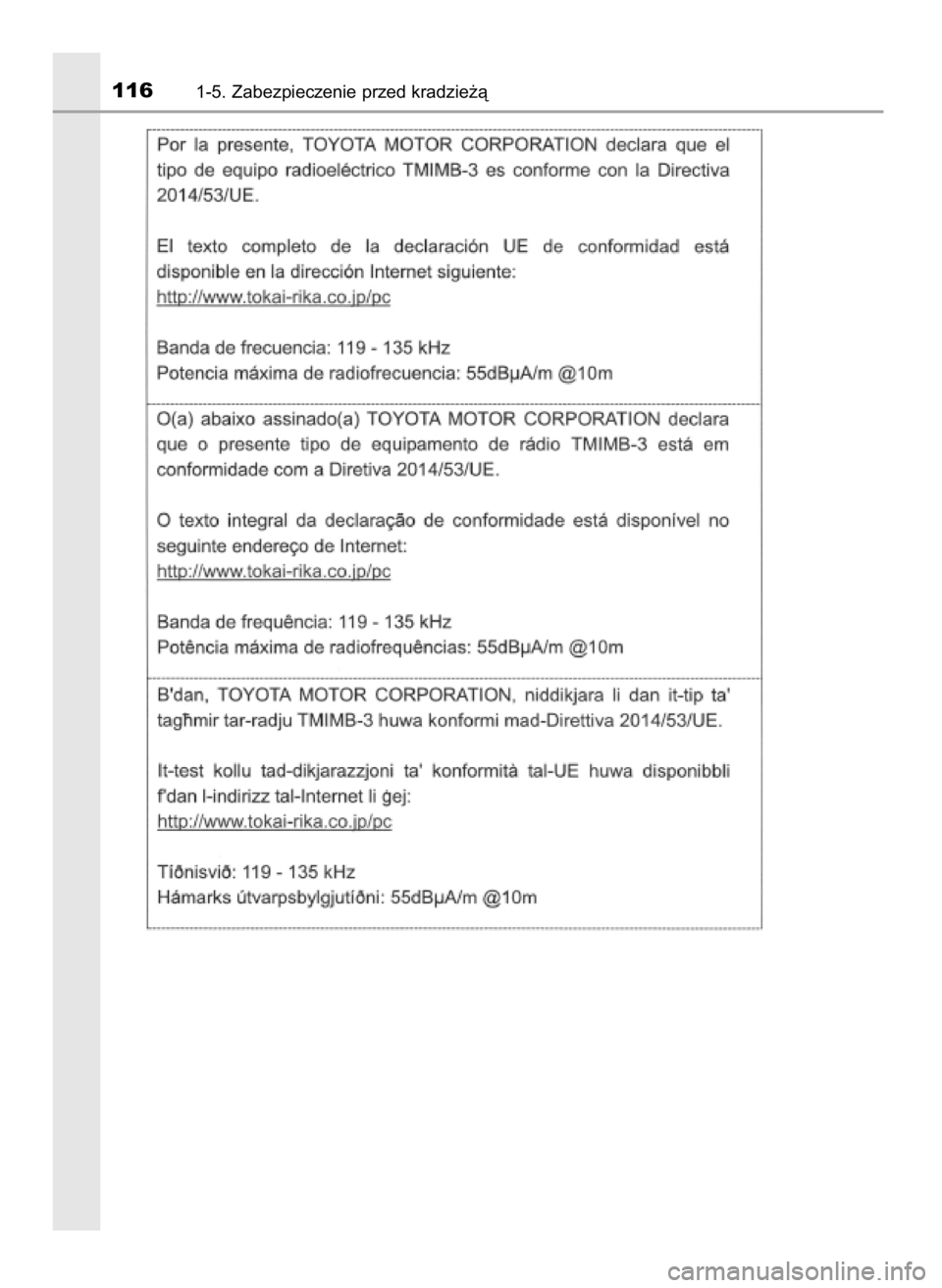 TOYOTA CAMRY 2021  Instrukcja obsługi (in Polish) 1161-5. Zabezpieczenie przed kradzie˝à
45 Camry HV OM33F82E  14/10/20  17:00  Page 116    (Black plate) 