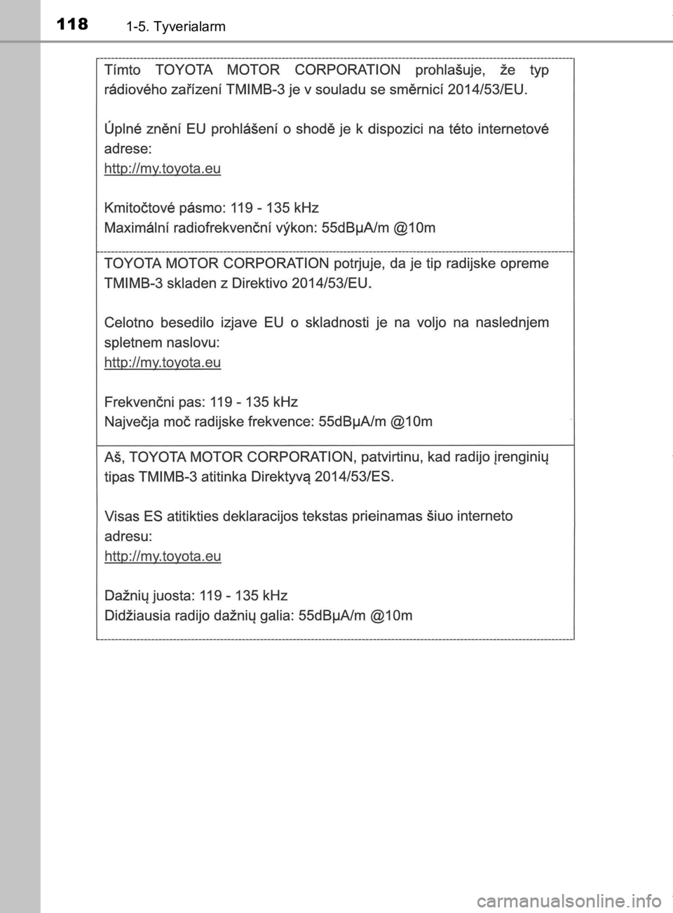 TOYOTA CAMRY 2020  Brugsanvisning (in Danish) 1181-5. Tyverialarm
OM33E11DK
OM33E11DK.book  Page 118  Monday, March 9, 2020  1:49 PM 
