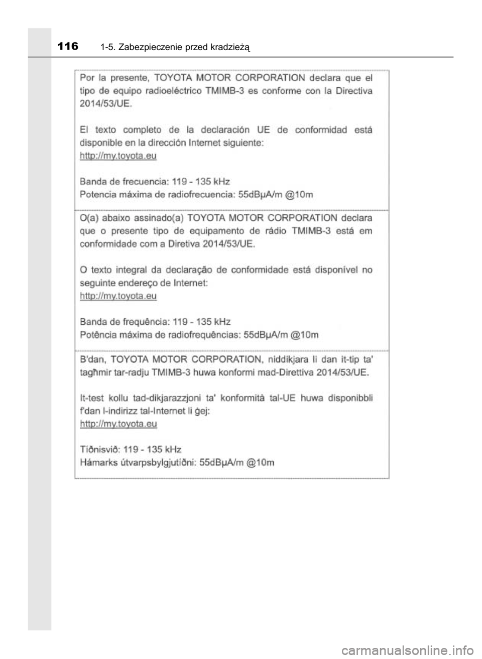 TOYOTA CAMRY 2019  Instrukcja obsługi (in Polish) 1161-5. Zabezpieczenie przed kradzie˝à
16 Camry HV OM33E11E +  3/11/20  8:33 AM  Page 116    (Black plate) 