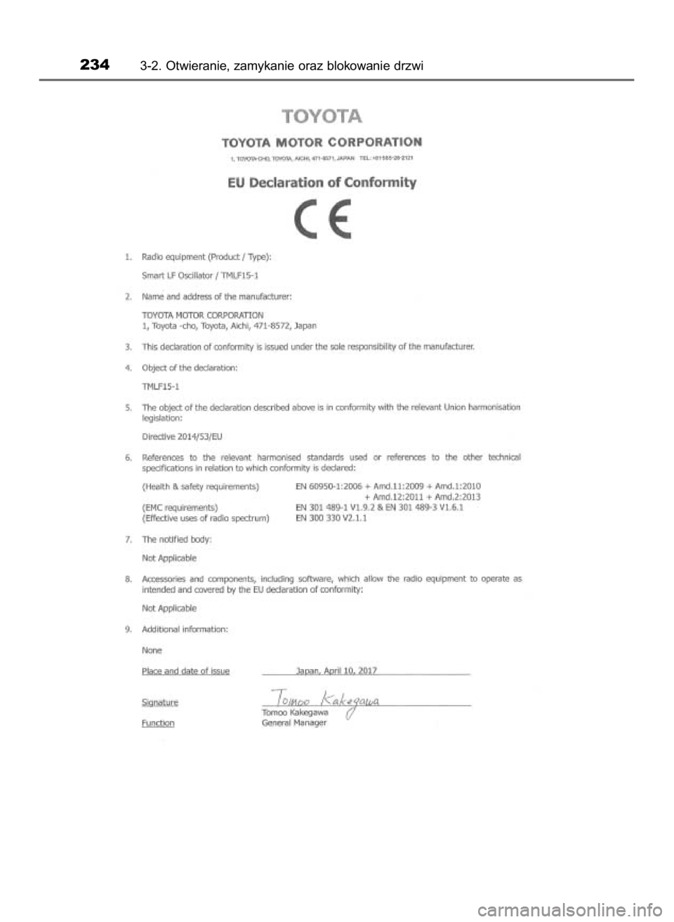 TOYOTA CAMRY 2019  Instrukcja obsługi (in Polish) 2343-2. Otwieranie, zamykanie oraz blokowanie drzwi
16 Camry HV OM33E11E +  3/11/20  8:34 AM  Page 234    (Black plate) 