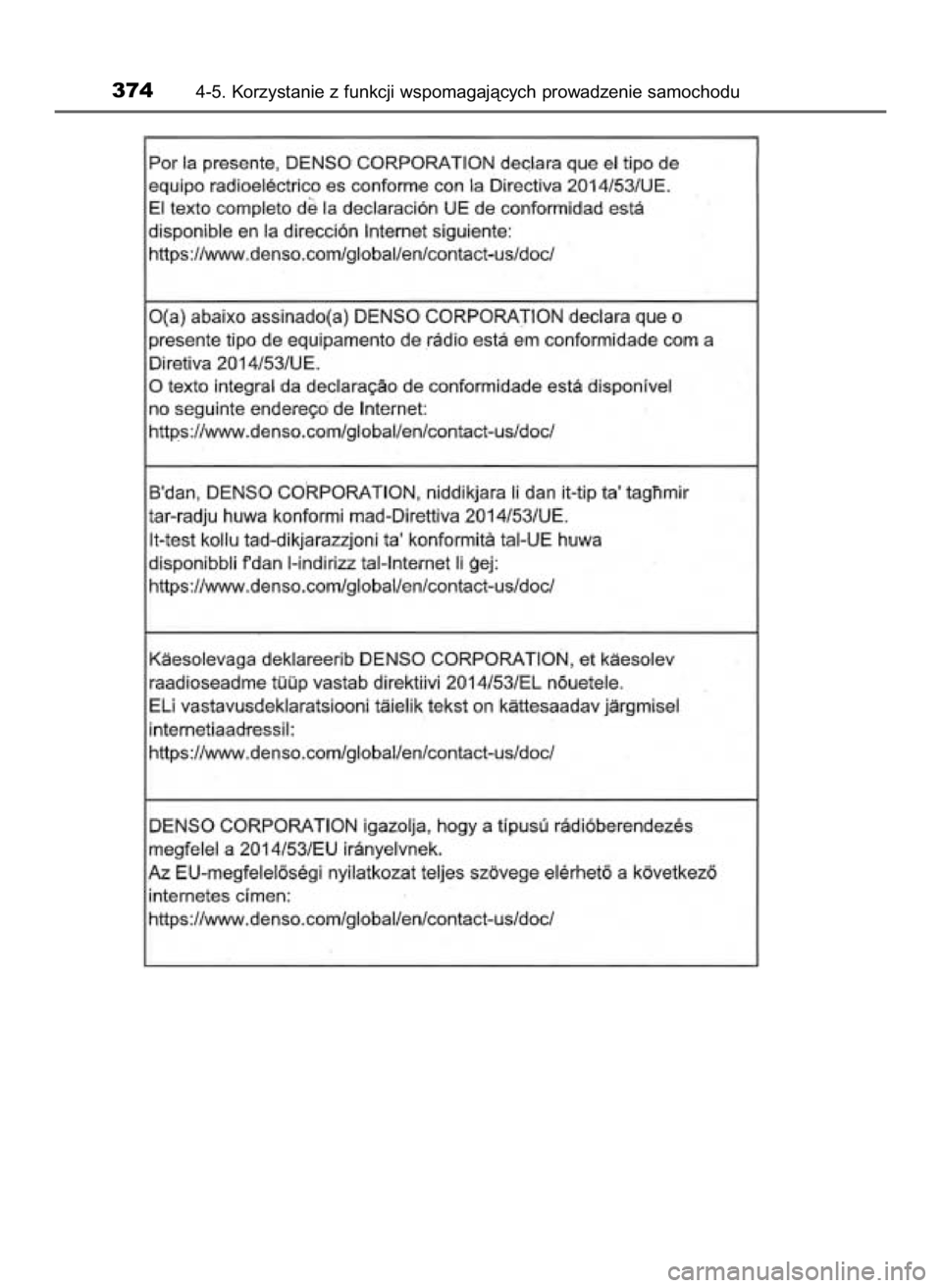 TOYOTA CAMRY 2019  Instrukcja obsługi (in Polish) 3744-5. Korzystanie z funkcji wspomagajàcych prowadzenie samochodu
16 Camry HV OM33E11E +  3/11/20  8:35 AM  Page 374    (Black plate) 