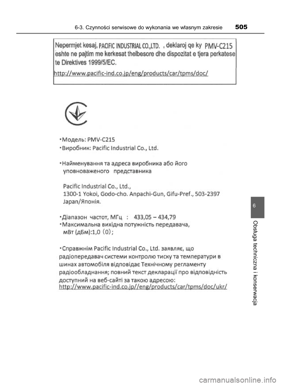 TOYOTA CAMRY 2019  Instrukcja obsługi (in Polish) 6-3. CzynnoÊci serwisowe do wykonania we w∏asnym zakresie505
6
Obs∏uga techniczna i konserwacja
16 Camry HV OM33E11E +  3/11/20  8:35 AM  Page 505    (Black plate) 