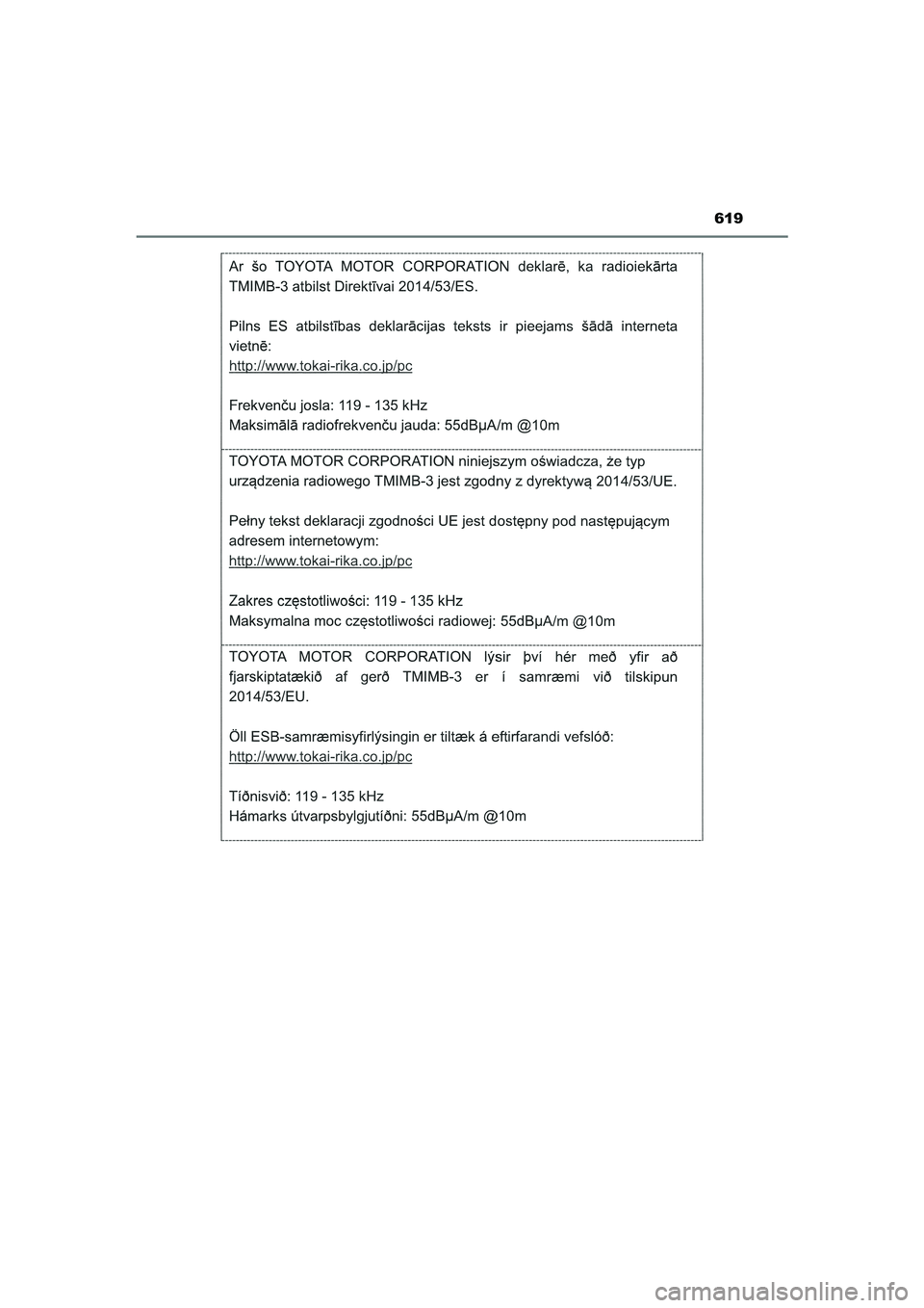 TOYOTA CAMRY HYBRID 2021 Instructieboekje (in Dutch) 619
CAMRY_HV_EE
CAMRY_HV_OM_Europe_OM33F05E.book Page 619 Wednesday, January 20, 2021 6:09 PM TOYOTA CAMRY HYBRID 2021 Instructieboekje (in Dutch) 619
CAMRY_HV_EE
CAMRY_HV_OM_Europe_OM33F05E.book Page 619 Wednesday, January 20, 2021 6:09 PM