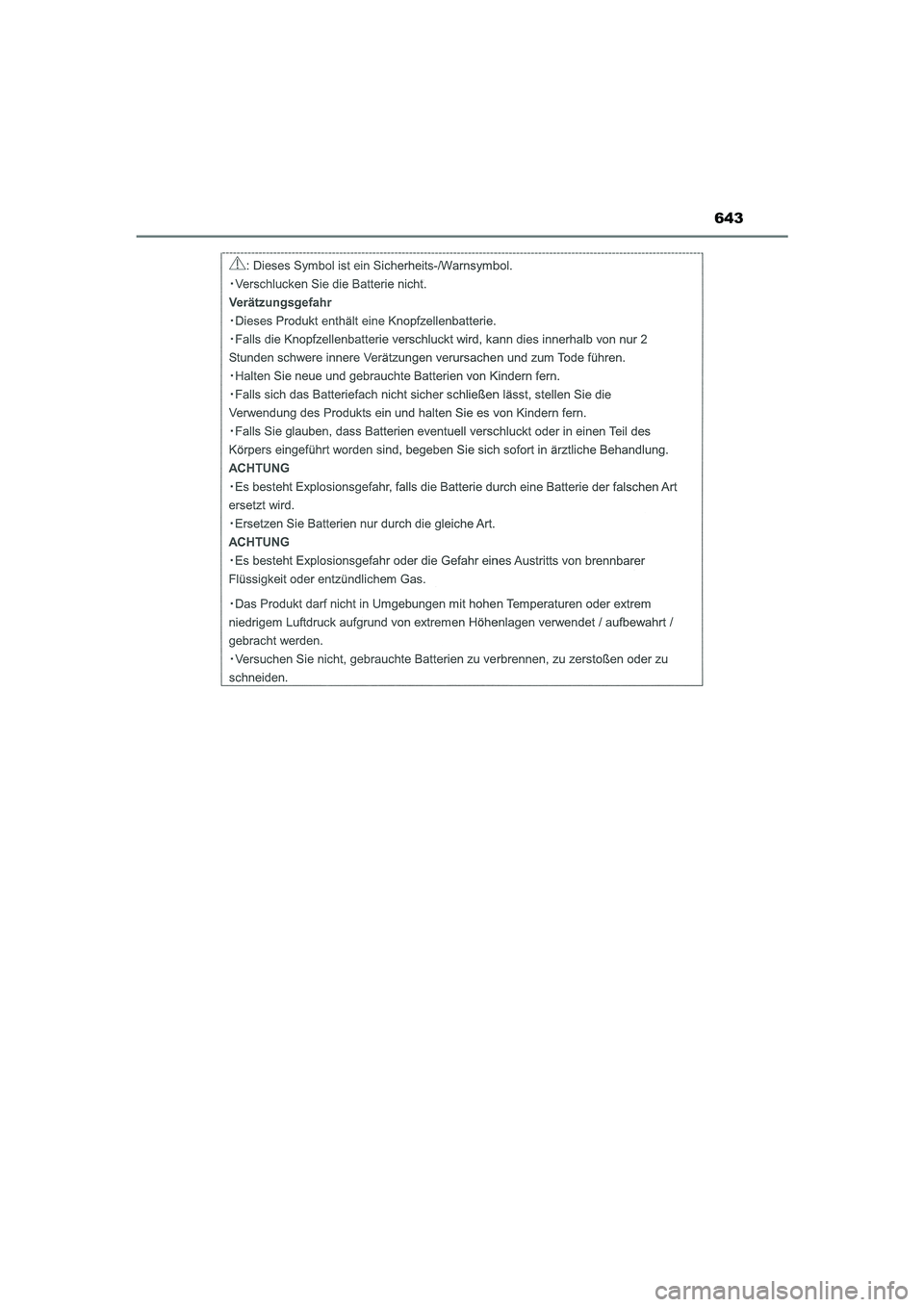 TOYOTA CAMRY HYBRID 2021 Instructieboekje (in Dutch) 643
CAMRY_HV_EE
CAMRY_HV_OM_Europe_OM33F05E.book Page 643 Wednesday, January 20, 2021 6:09 PM TOYOTA CAMRY HYBRID 2021 Instructieboekje (in Dutch) 643
CAMRY_HV_EE
CAMRY_HV_OM_Europe_OM33F05E.book Page 643 Wednesday, January 20, 2021 6:09 PM
