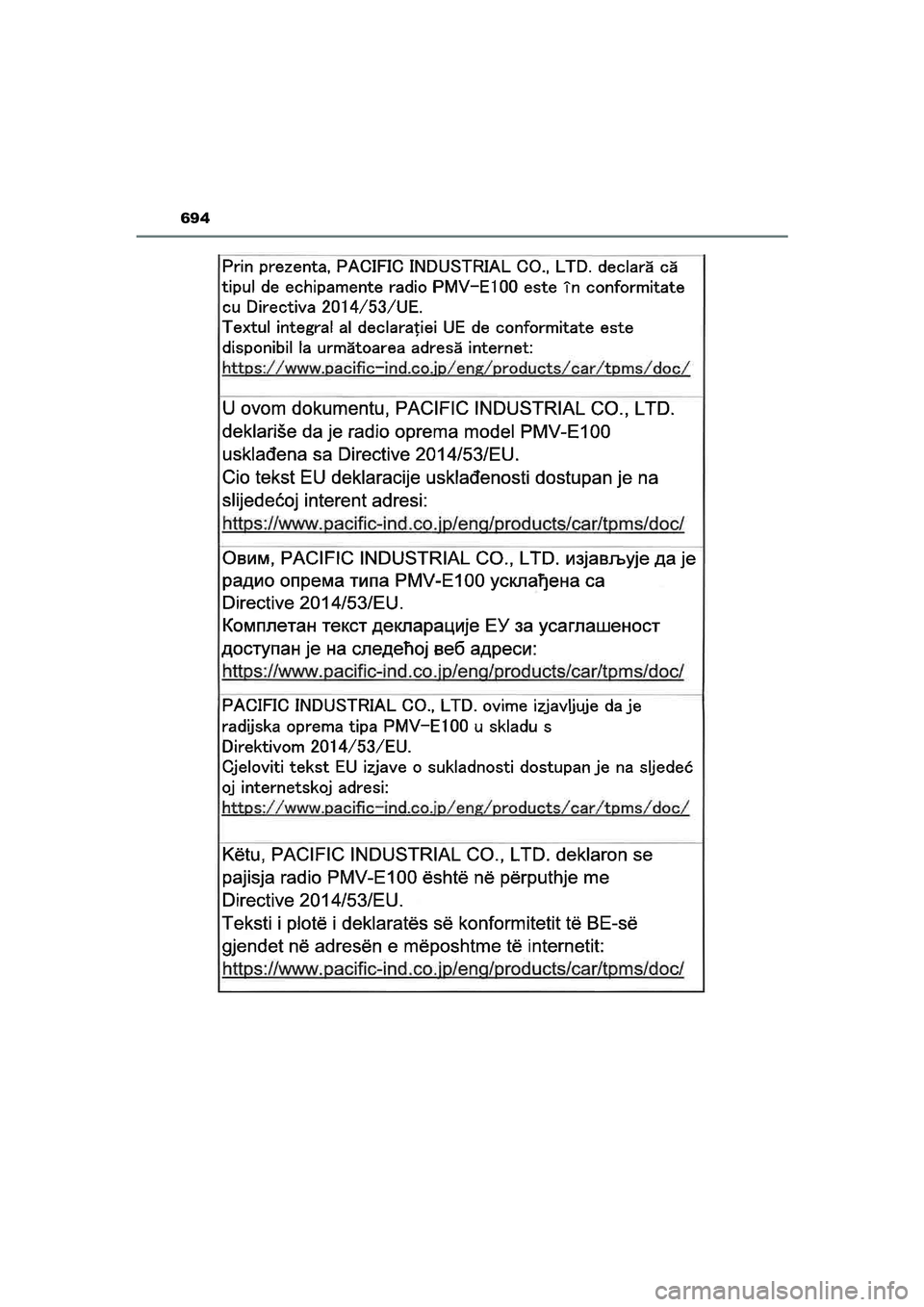TOYOTA CAMRY HYBRID 2021 Instructieboekje (in Dutch) 694
CAMRY_HV_EE
CAMRY_HV_OM_Europe_OM33F05E.book Page 694 Wednesday, January 20, 2021 6:09 PM TOYOTA CAMRY HYBRID 2021 Instructieboekje (in Dutch) 694
CAMRY_HV_EE
CAMRY_HV_OM_Europe_OM33F05E.book Page 694 Wednesday, January 20, 2021 6:09 PM