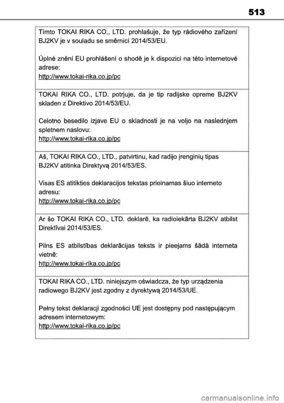 TOYOTA COROLLA CROSS 2023  Manual de utilização (in Portuguese) 513 