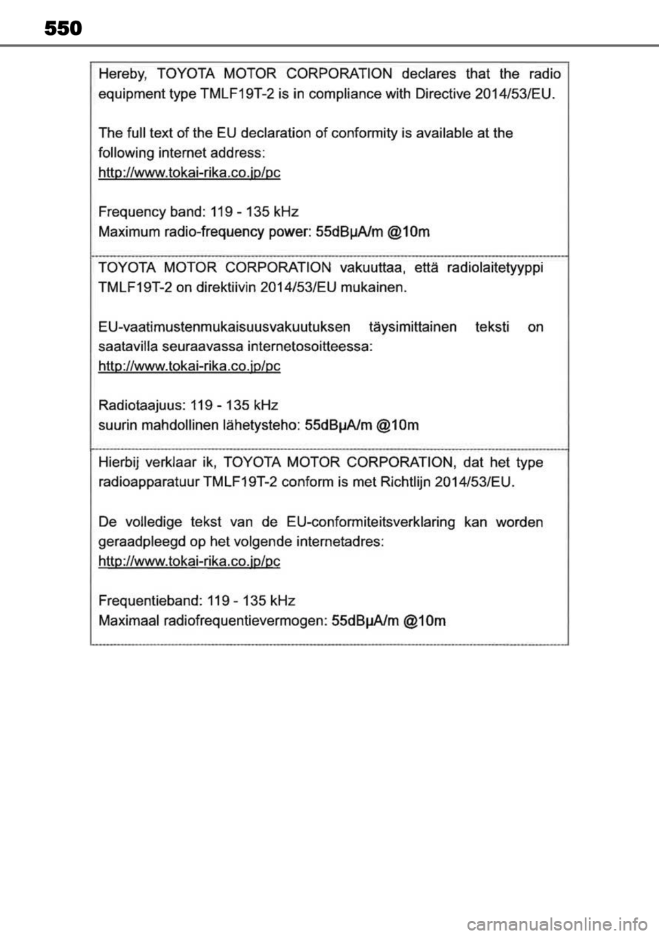 TOYOTA COROLLA CROSS 2023 Manual de utilização (in Portuguese) 550 TOYOTA COROLLA CROSS 2023 Manual de utilização (in Portuguese) 550
