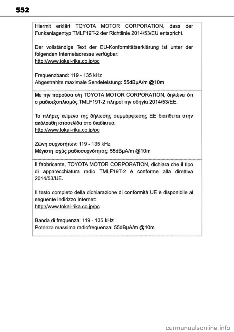 TOYOTA COROLLA CROSS 2023 Manual de utilização (in Portuguese) 552 TOYOTA COROLLA CROSS 2023 Manual de utilização (in Portuguese) 552