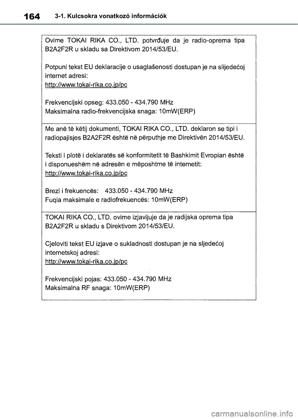 TOYOTA COROLLA HATCHBACK 2019  Kezelési útmutató (in Hungarian) 1643-1. Kulcsokra vonatkozó információk 
