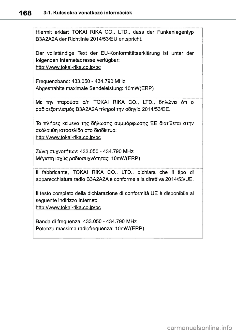 TOYOTA COROLLA HATCHBACK 2019  Kezelési útmutató (in Hungarian) 1683-1. Kulcsokra vonatkozó információk 