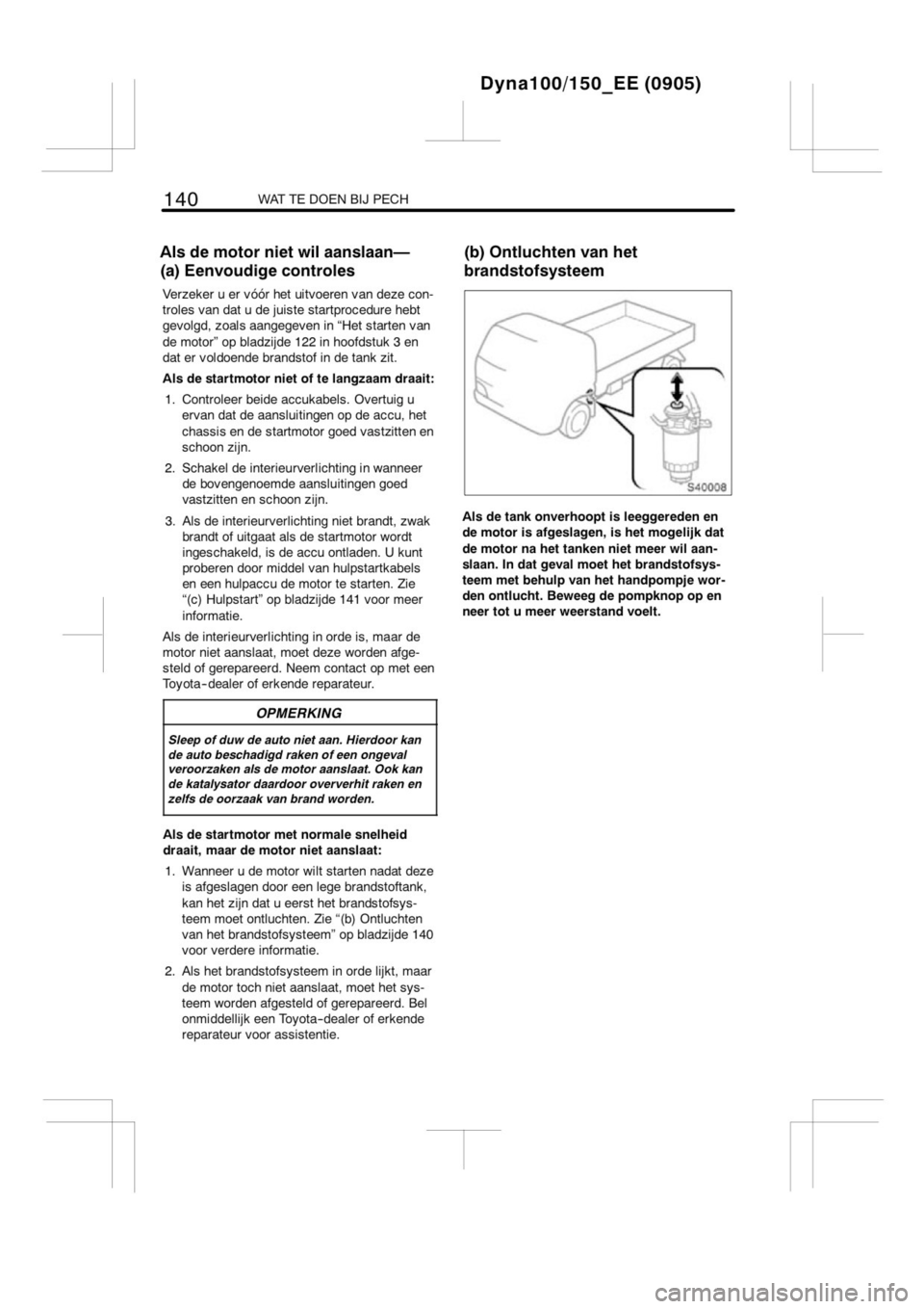 TOYOTA DYNA 2013 Instructieboekje (in Dutch) TOYOTA DYNA 2013 Instructieboekje (in Dutch)