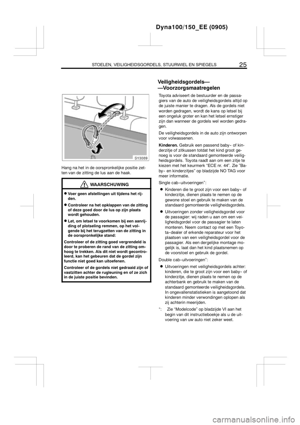 TOYOTA DYNA 2013  Instructieboekje (in Dutch) 