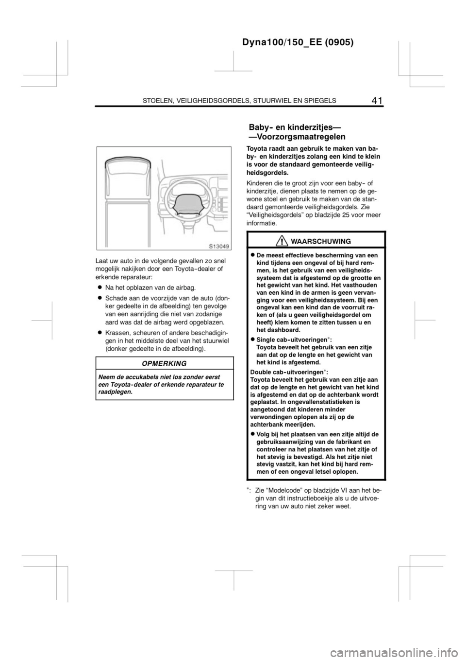 TOYOTA DYNA 2013  Instructieboekje (in Dutch) 
