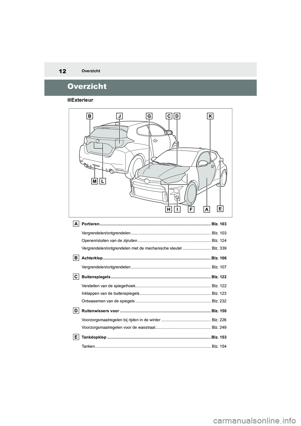 TOYOTA GR YARIS 2021 Instructieboekje (in Dutch) 12
YARIS(GR) handleiding_Europa_M52L09_nl
Overzicht
Overzicht
■Exterieur
Portieren................................................................................................... Blz. 103
Vergren TOYOTA GR YARIS 2021 Instructieboekje (in Dutch) 12
YARIS(GR) handleiding_Europa_M52L09_nl
Overzicht
Overzicht
■Exterieur
Portieren................................................................................................... Blz. 103
Vergren