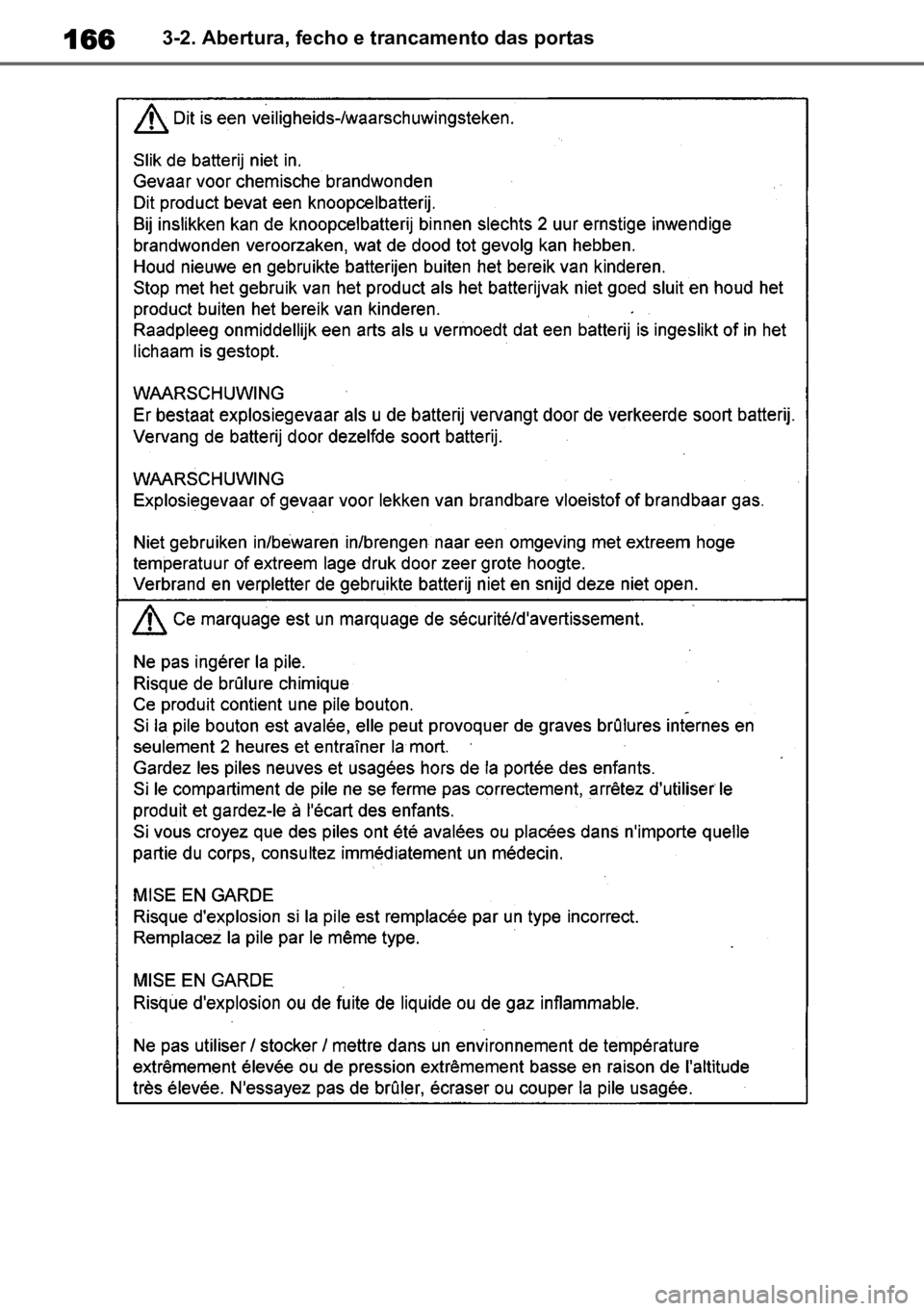 TOYOTA HIGHLANDER 2022 Manual de utilização (in Portuguese) 1663-2. Abertura, fecho e trancamento das portas TOYOTA HIGHLANDER 2022 Manual de utilização (in Portuguese) 1663-2. Abertura, fecho e trancamento das portas