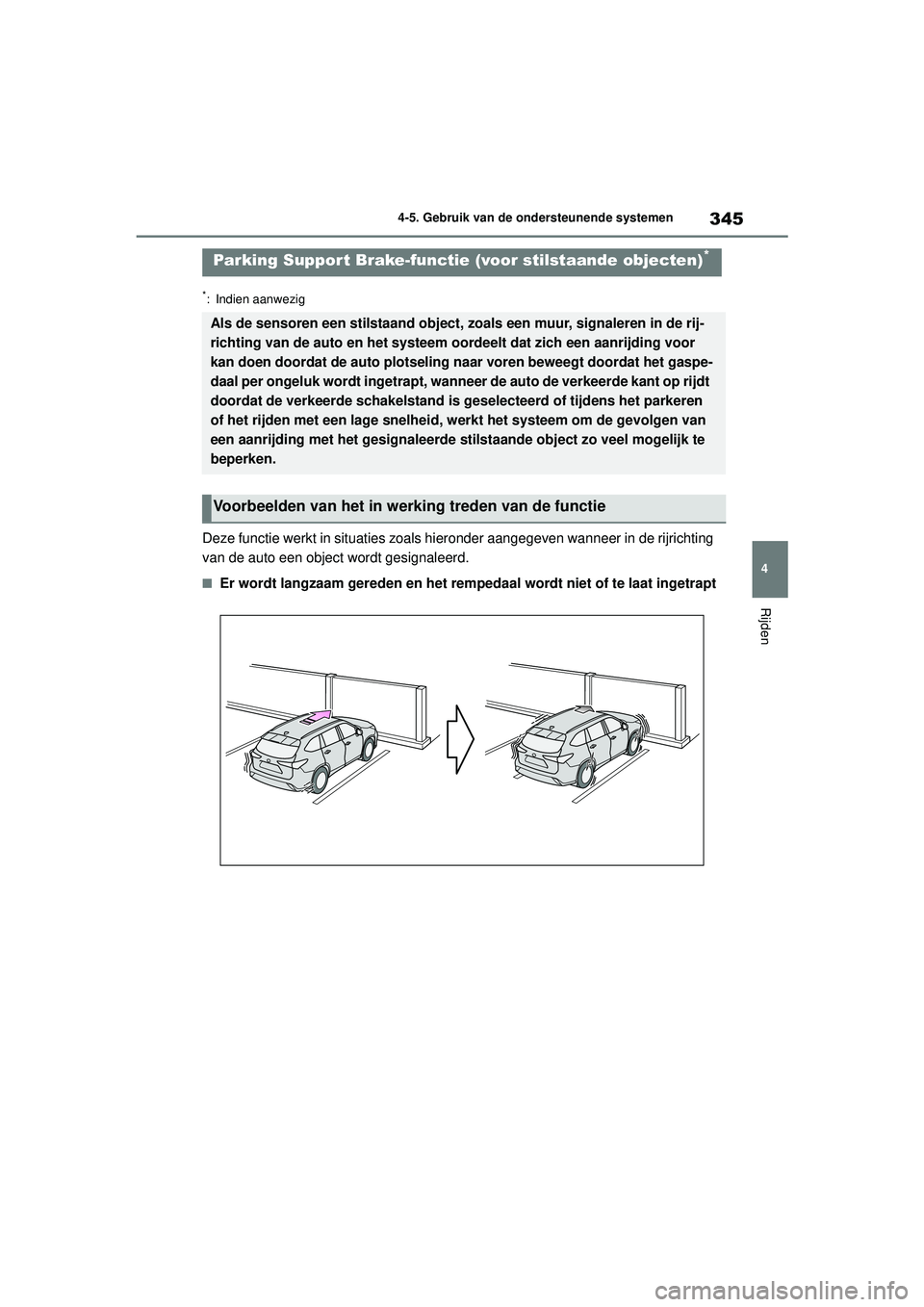 TOYOTA HIGHLANDER 2020 Instructieboekje (in Dutch) 345
4
4-5. Gebruik van de ondersteunende systemen
Rijden
HIGHLANDER HV_EE
*: Indien aanwezig
Deze functie werkt in situaties zoals hi
eronder aangegeven wanneer in de rijrichting
van de auto een obje TOYOTA HIGHLANDER 2020 Instructieboekje (in Dutch) 345
4
4-5. Gebruik van de ondersteunende systemen
Rijden
HIGHLANDER HV_EE
*: Indien aanwezig
Deze functie werkt in situaties zoals hi
eronder aangegeven wanneer in de rijrichting
van de auto een obje