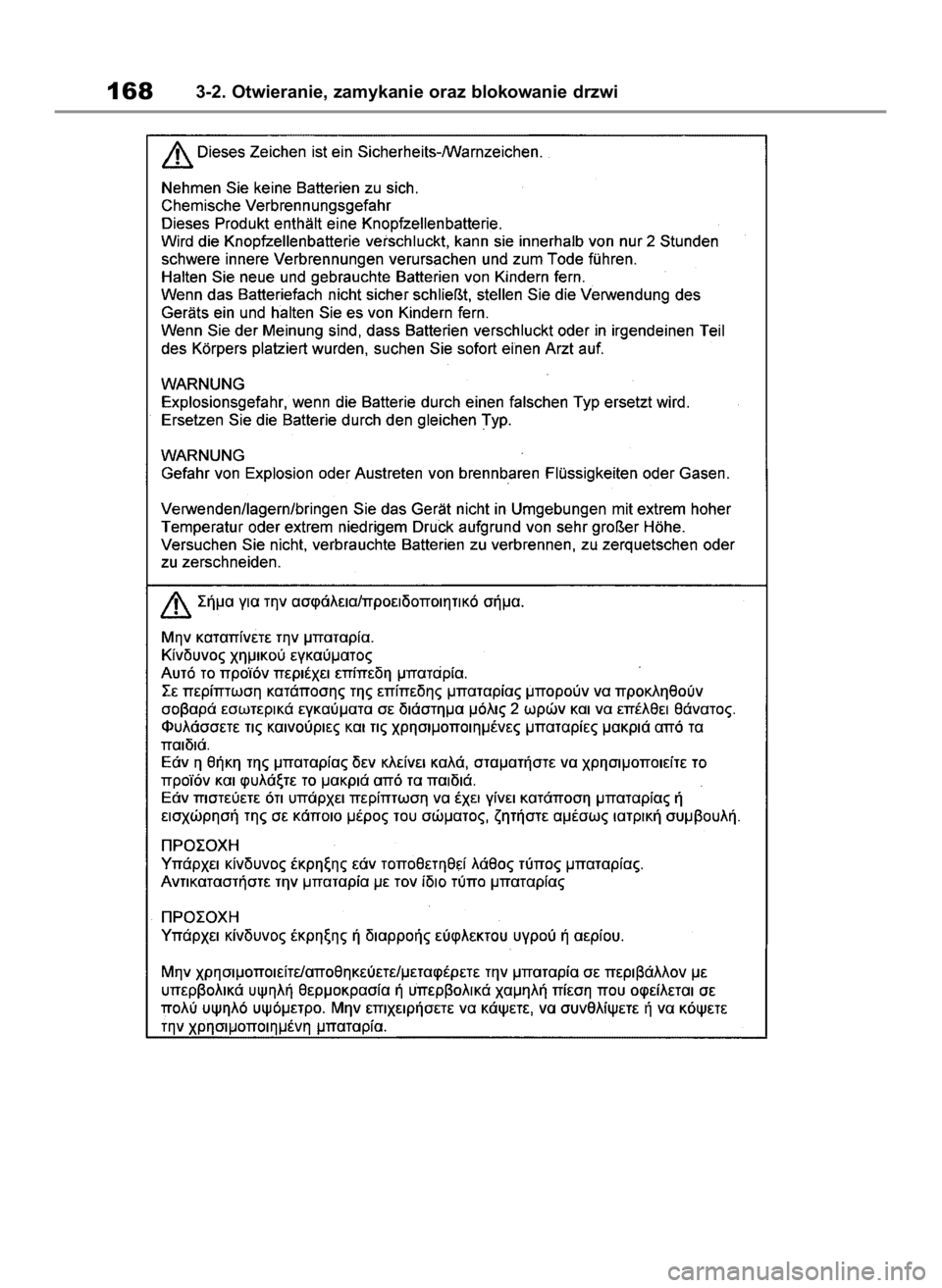 TOYOTA HIGHLANDER 2020  Instrukcja obsługi (in Polish) 1683-2. Otwieranie, zamykanie oraz blokowanie drzwi
71 Highlander HV OM48G42E   1/26/21  10:45 AM  Page 168 