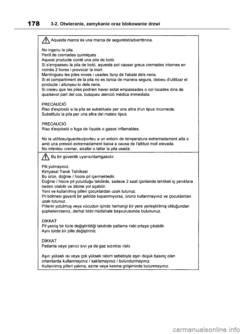 TOYOTA HIGHLANDER 2020 Instrukcja obsługi (in Polish) 1783-2. Otwieranie, zamykanie oraz blokowanie drzwi
71 Highlander HV OM48G42E 1/26/21 10:45 AM Page 178 TOYOTA HIGHLANDER 2020 Instrukcja obsługi (in Polish) 1783-2. Otwieranie, zamykanie oraz blokowanie drzwi
71 Highlander HV OM48G42E 1/26/21 10:45 AM Page 178