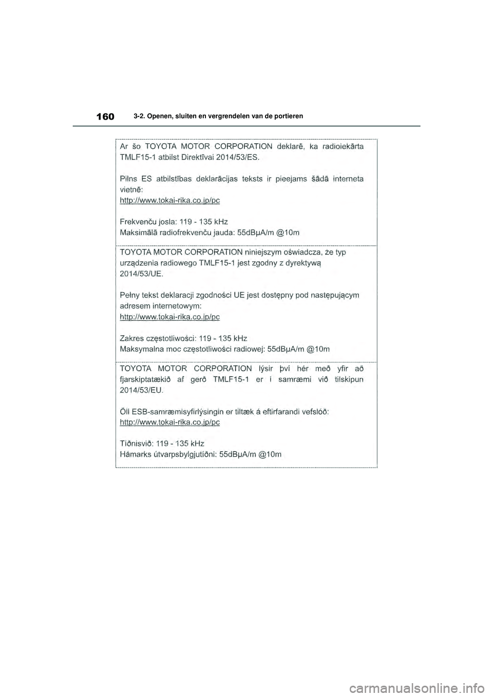TOYOTA HIGHLANDER HYBRID 2021  Instructieboekje (in Dutch) 1603-2. Openen, sluiten en vergrendelen van de portieren
HIGHLANDER HV_EE
HIGHLANDER-HYBRID_OM_Europe_OM48G42E.book  Page  160  Thursday, September 3, 2020  8:42 AM 