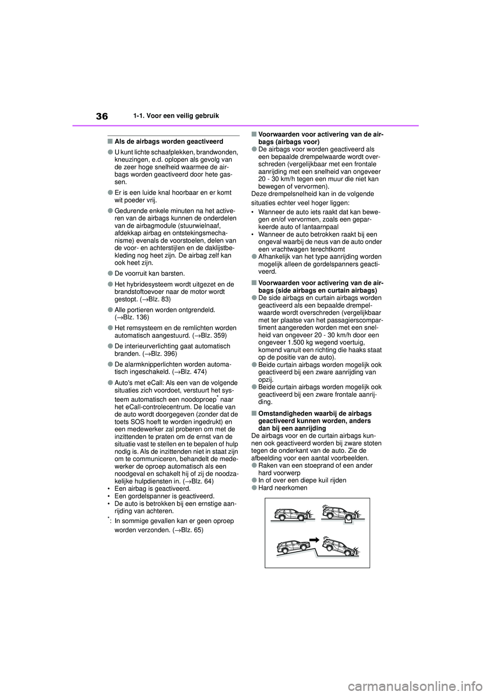 TOYOTA HIGHLANDER HYBRID 2021 Instructieboekje (in Dutch) 361-1. Voor een veilig gebruik
HIGHLANDER HV_EE
■Als de airbags worden geactiveerd
●U kunt lichte schaafplekken, brandwonden,
kneuzingen, e.d. oplopen als gevolg van
de zeer hoge snelheid waarme TOYOTA HIGHLANDER HYBRID 2021 Instructieboekje (in Dutch) 361-1. Voor een veilig gebruik
HIGHLANDER HV_EE
■Als de airbags worden geactiveerd
●U kunt lichte schaafplekken, brandwonden,
kneuzingen, e.d. oplopen als gevolg van
de zeer hoge snelheid waarme