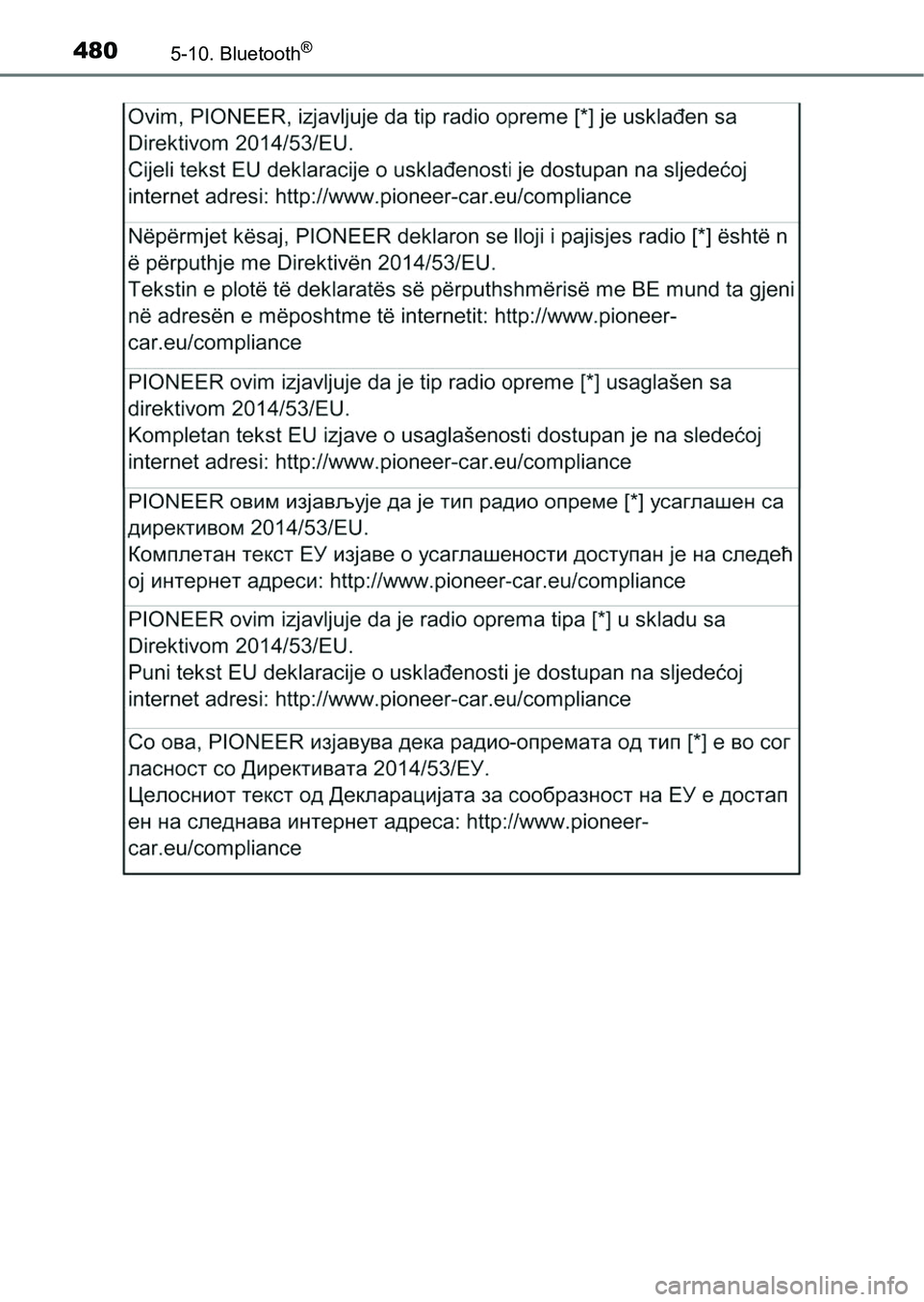 TOYOTA HILUX 2019  Kezelési útmutató (in Hungarian) 4805-10. Bluetooth® 