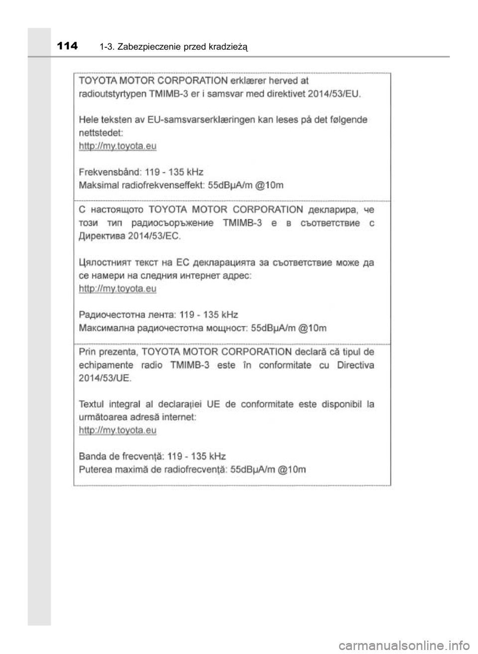TOYOTA HILUX 2019  Instrukcja obsługi (in Polish) 1141-3. Zabezpieczenie przed kradzie˝à
31 Hilux OM0K375E  7/17/18  12:24 PM  Page 114    (Black plate) 