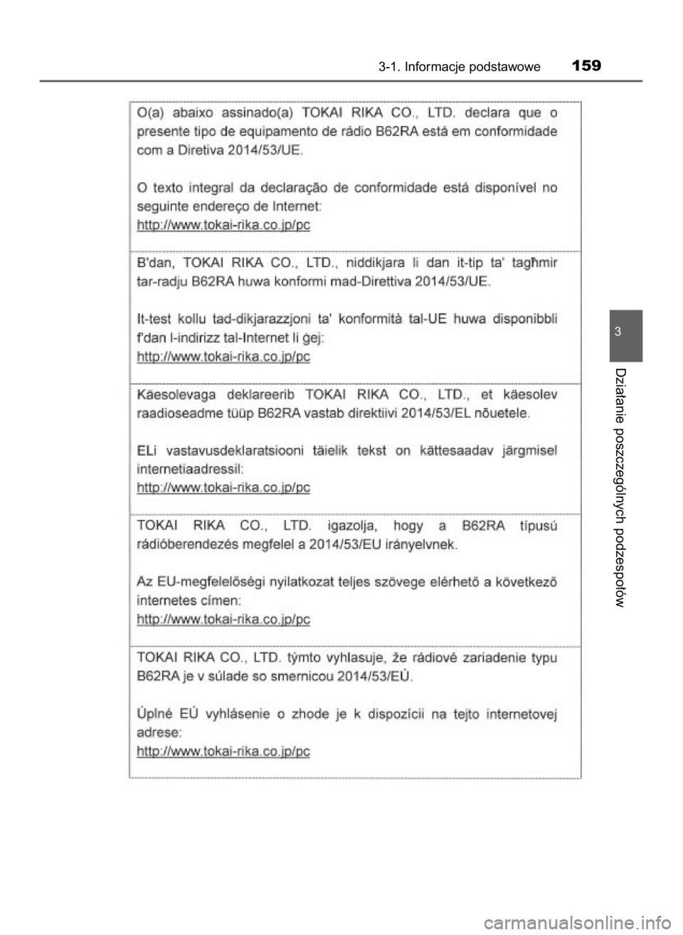TOYOTA HILUX 2019  Instrukcja obsługi (in Polish) 3-1. Informacje podstawowe159
3
Dzia∏anie poszczególnych podzespo∏ów
31 Hilux OM0K375E  7/17/18  12:24 PM  Page 159    (Black plate) 