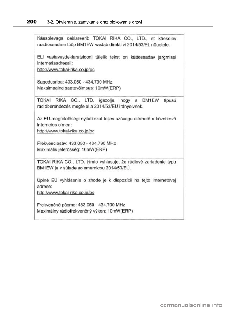 TOYOTA HILUX 2019 Instrukcja obsługi (in Polish) 2003-2. Otwieranie, zamykanie oraz blokowanie drzwi
31 Hilux OM0K375E 7/17/18 12:25 PM Page 200 (Black plate) TOYOTA HILUX 2019 Instrukcja obsługi (in Polish) 2003-2. Otwieranie, zamykanie oraz blokowanie drzwi
31 Hilux OM0K375E 7/17/18 12:25 PM Page 200 (Black plate)