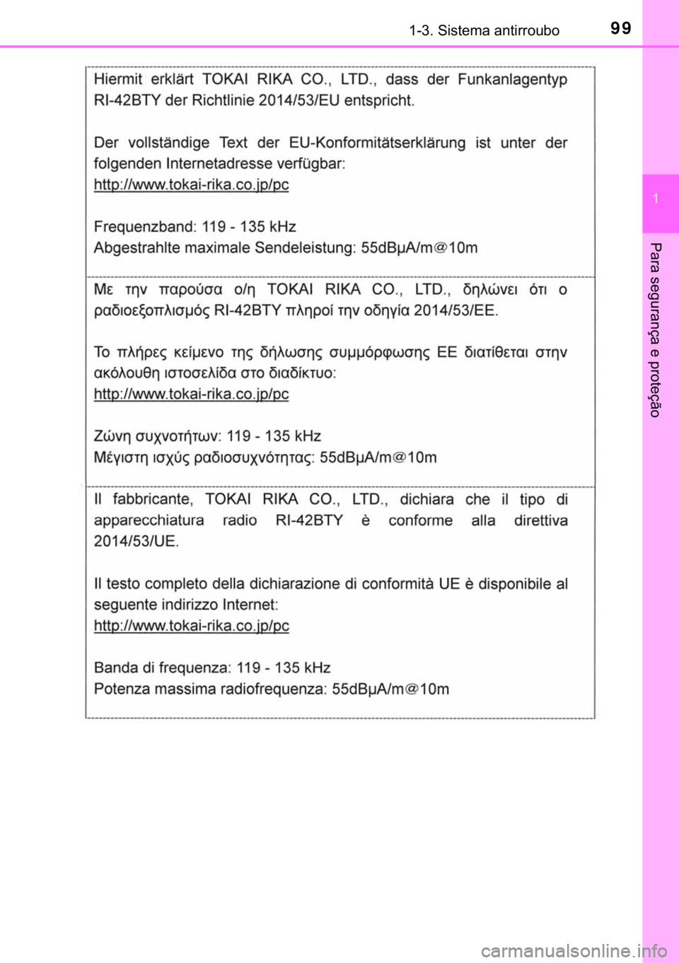 TOYOTA HILUX 2019  Manual de utilização (in Portuguese) 99������6�L�V�W�H�P�D��D�Q�W�L�U�U�R�X�E�R
�
�3�D�U�D��V�H�J�X�U�D�Q�o�D��H��S�U�R�W�H�o�m�R 