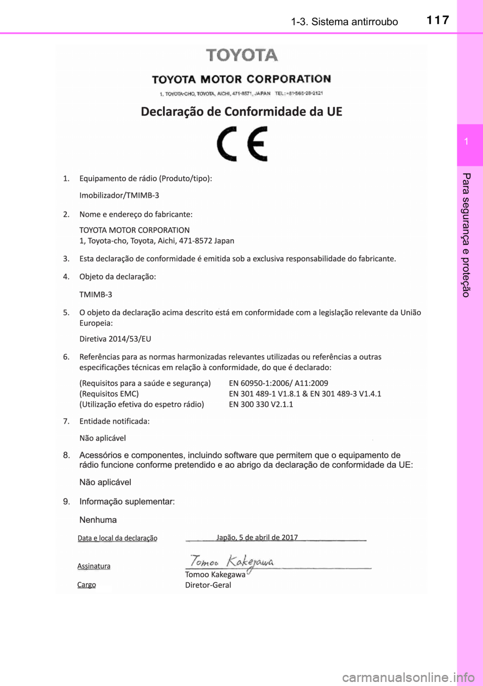TOYOTA HILUX 2019  Manual de utilização (in Portuguese) 117������6�L�V�W�H�P�D��D�Q�W�L�U�U�R�X�E�R
�
�3�D�U�D��V�H�J�X�U�D�Q�o�D��H��S�U�R�W�H�o�m�R 