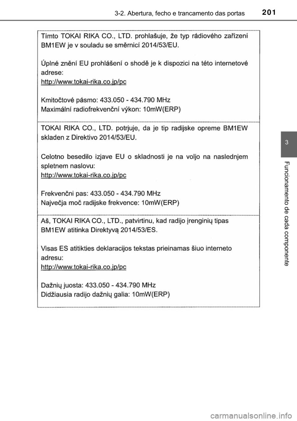 TOYOTA HILUX 2019  Manual de utilização (in Portuguese) 201������$�E�H�U�W�X�U�D���I�H�F�K�R��H��W�U�D�Q�F�D�P�H�Q�W�R��G�D�V��S�R�U�W�D�V
�
�)�X�Q�F�L�R�Q�D�P�H�Q�W�R��G�H��F�D�G�D��F�R�P�S�R�Q�H�Q�W�H 