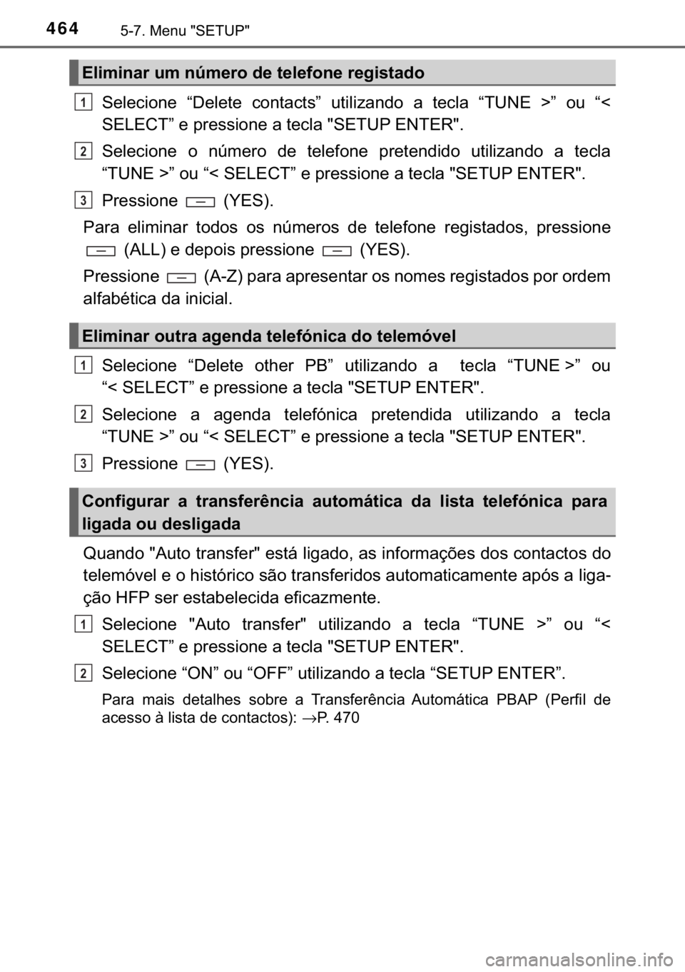 TOYOTA HILUX 2019  Manual de utilização (in Portuguese) 464������0�H�Q�X���6�(�7�8�3�
�6�H�O�H�F�L�R�Q�H� �