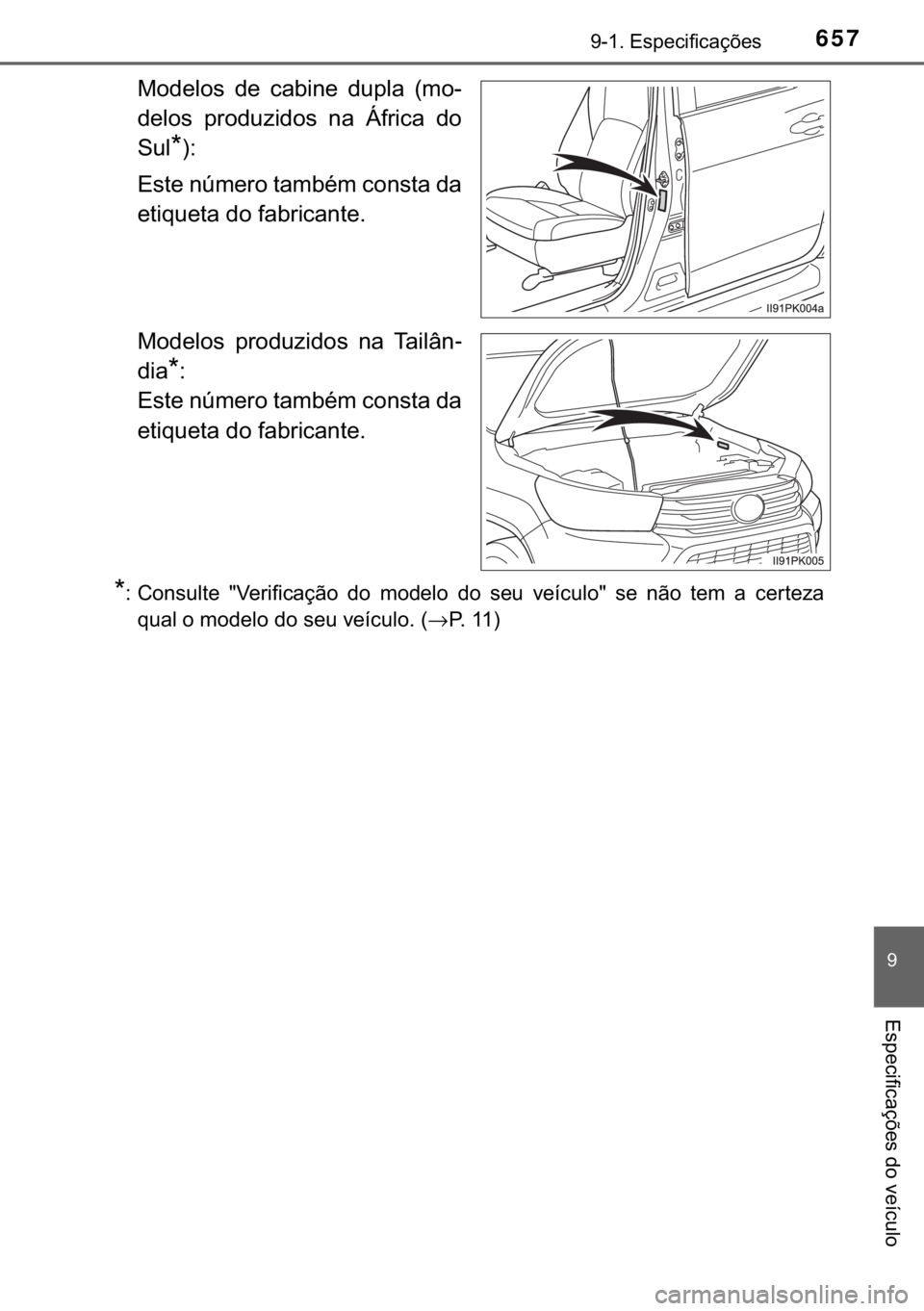 TOYOTA HILUX 2019  Manual de utilização (in Portuguese) 657
�
������(�V�S�H�F�L�I�L�F�D�o�}�H�V
�(�V�S�H�F�L�I�L�F�D�o�}�H�V��G�R��Y�H�t�F�X�O�R
�0�R�G�H�O�R�V� �G�H� �F�D�E�L�Q�H� �G�X�S�O�D� ��P�R�
�G�H�O�R�V� �S�U�R�G�X�]�L�G�R�V� �Q�D�