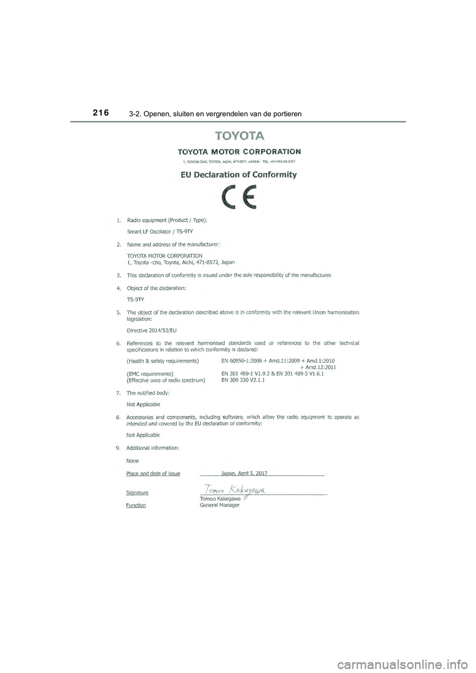TOYOTA HILUX 2018  Instructieboekje (in Dutch) 2163-2. Openen, sluiten en vergrendelen van de portieren
HILUX_OM_OM0K375E_(EE)
HILUX_OM_OM0K375E_(EE).book  Page 216  Thursday, April 12, 2018  12:31 PM 