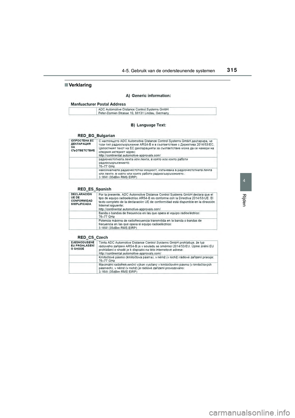 TOYOTA HILUX 2018  Instructieboekje (in Dutch) 3154-5. Gebruik van de ondersteunende systemen
4
Rijden
HILUX_OM_OM0K375E_(EE)
■Ve rk l a r i n g
HILUX_OM_OM0K375E_(EE).book   Page 315  Thursday, April 12, 2018  12:31 PM 