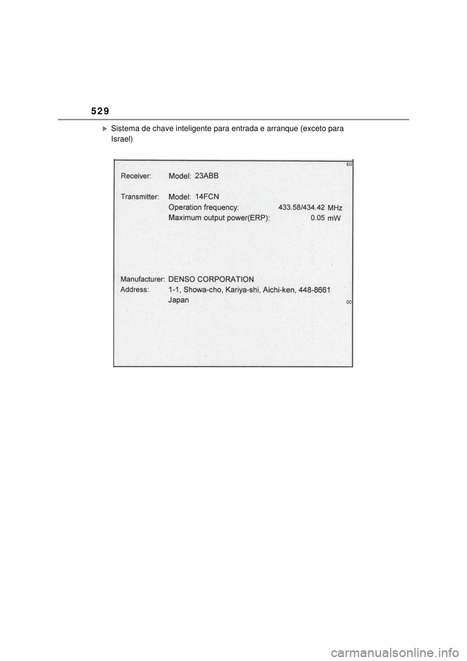 TOYOTA MIRAI 2022 Manual de utilização (in Portuguese) 529Sistema de chave inteligente para entrada e arranque (exceto para Israel) TOYOTA MIRAI 2022 Manual de utilização (in Portuguese) 529Sistema de chave inteligente para entrada e arranque (exceto para Israel)