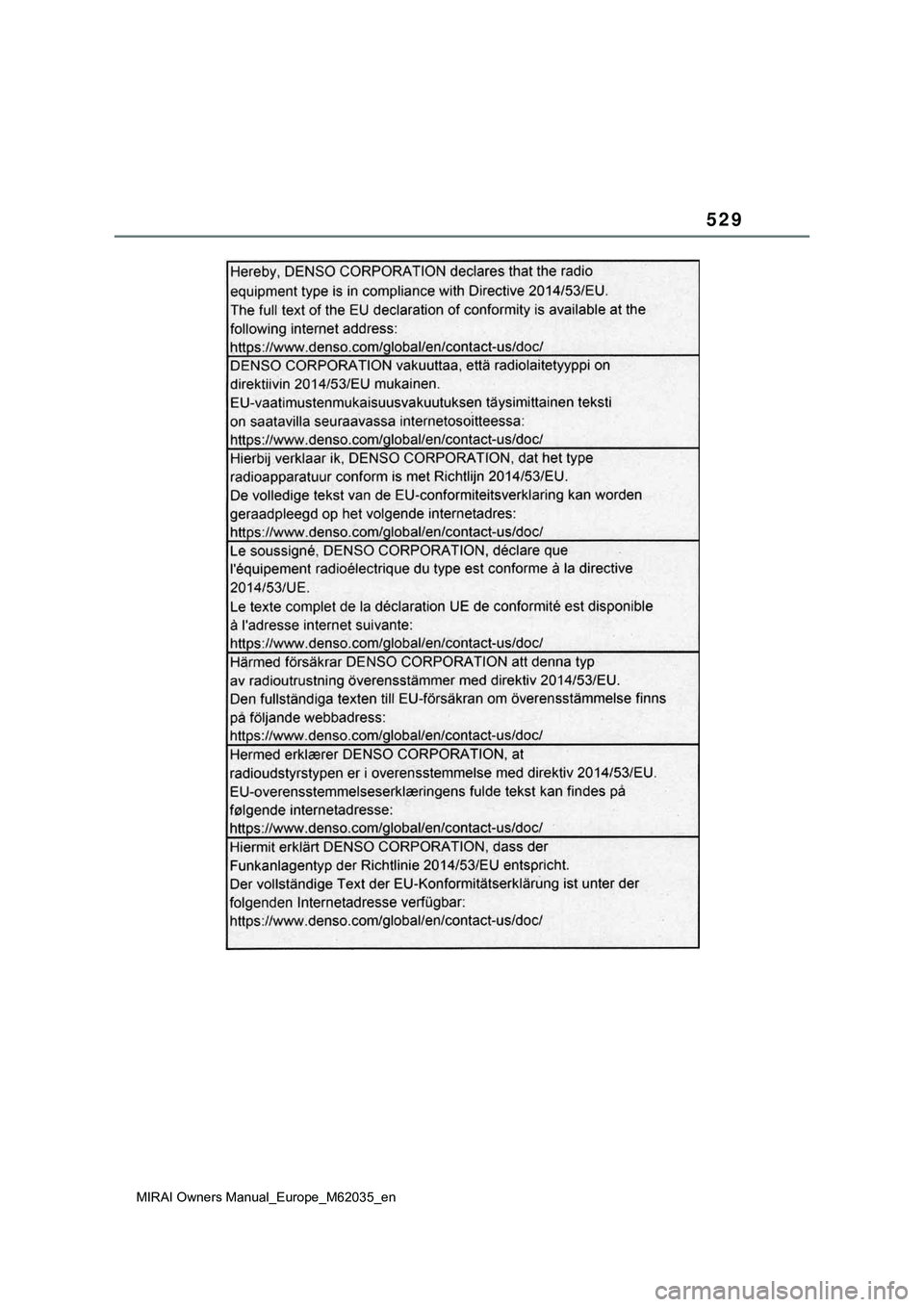 TOYOTA MIRAI 2021  Manual de utilização (in Portuguese) 529
MIRAI Owners Manual_Europe_M62035_en 