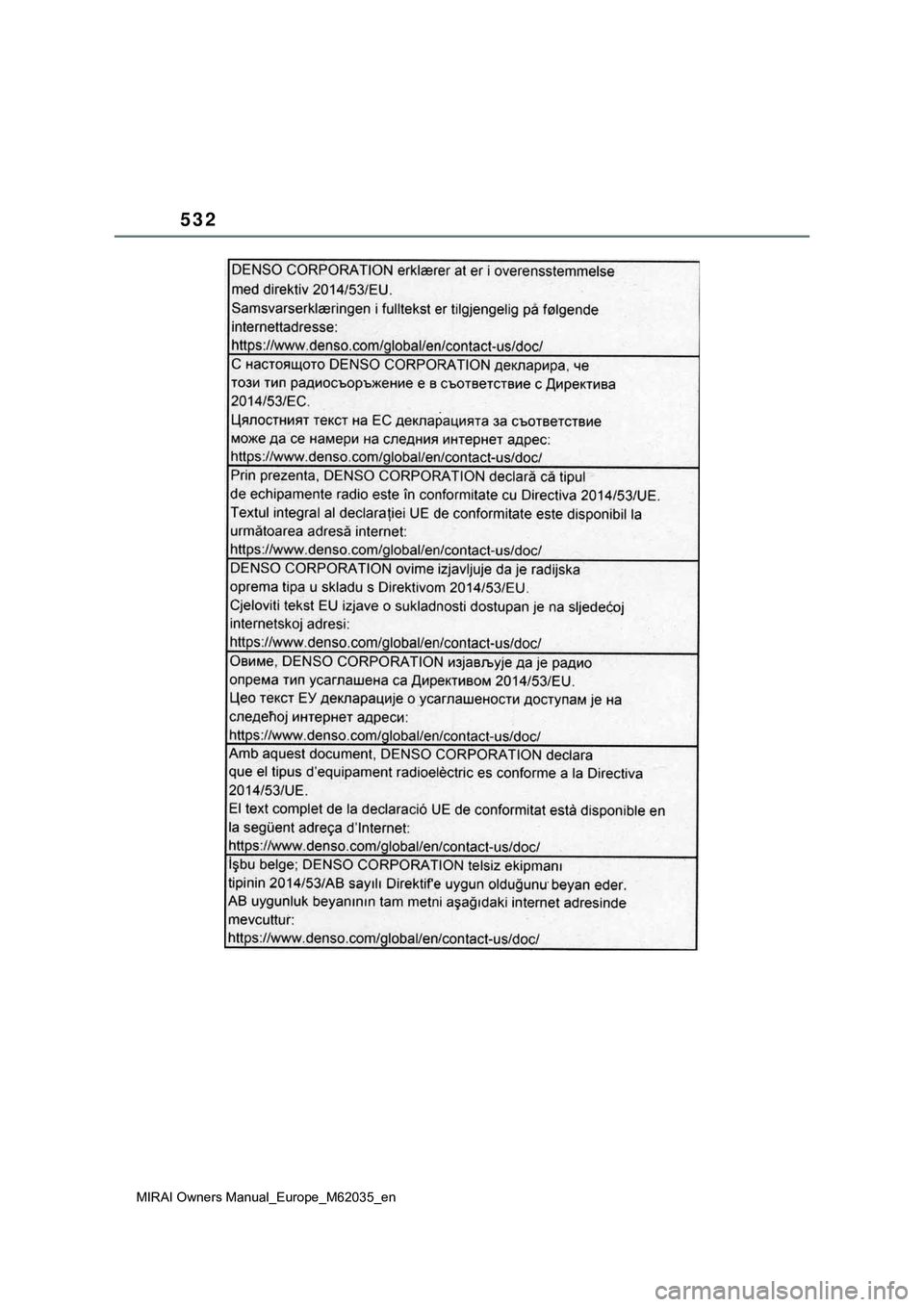TOYOTA MIRAI 2021  Manual de utilização (in Portuguese) 532
MIRAI Owners Manual_Europe_M62035_en 