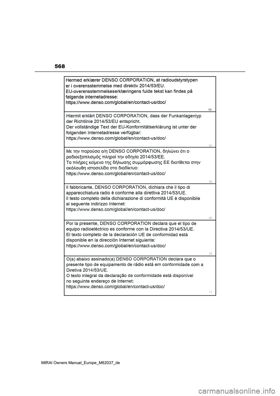 TOYOTA MIRAI 2020 Betriebsanleitungen (in German) 568
MIRAI Owners Manual_Europe_M62037_de TOYOTA MIRAI 2020 Betriebsanleitungen (in German) 568
MIRAI Owners Manual_Europe_M62037_de