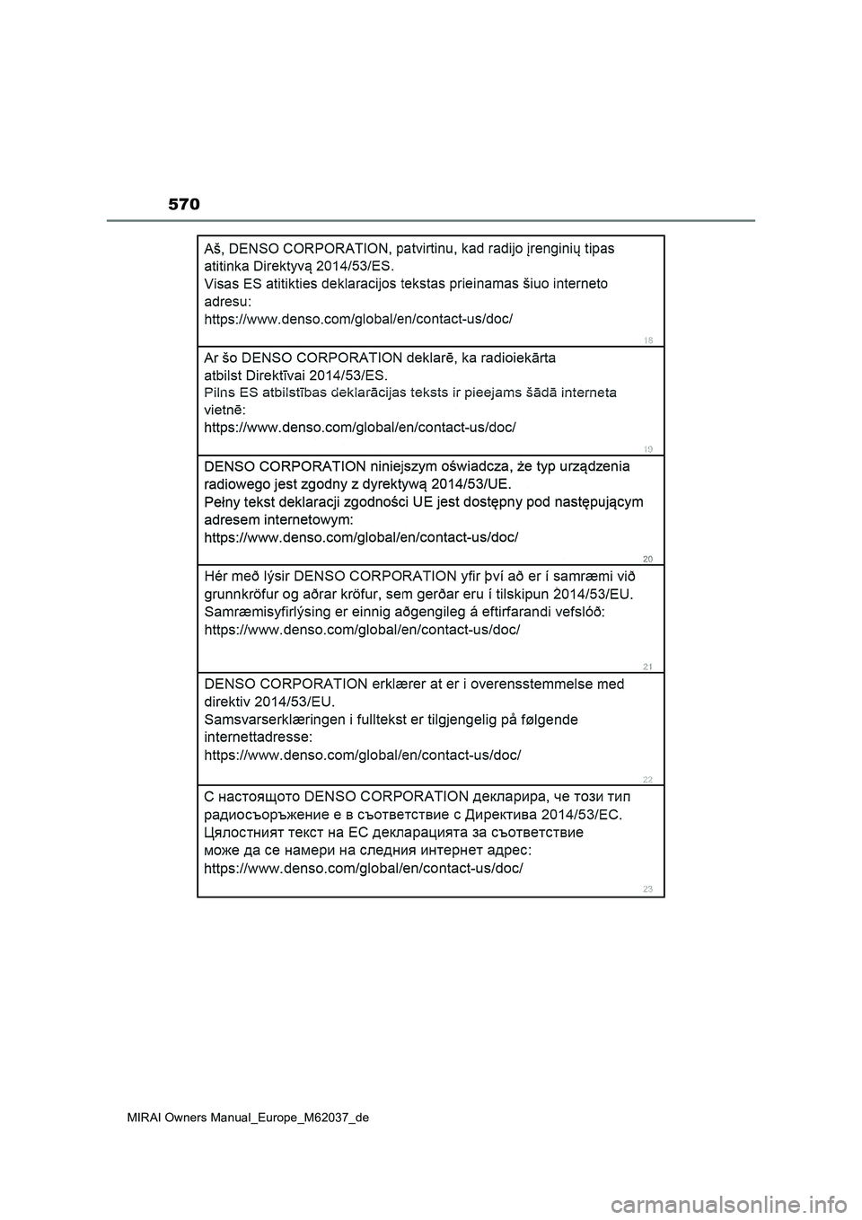 TOYOTA MIRAI 2020 Betriebsanleitungen (in German) 570
MIRAI Owners Manual_Europe_M62037_de TOYOTA MIRAI 2020 Betriebsanleitungen (in German) 570
MIRAI Owners Manual_Europe_M62037_de